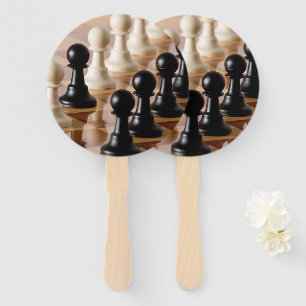 Pawns on Chess Board Hand Fan