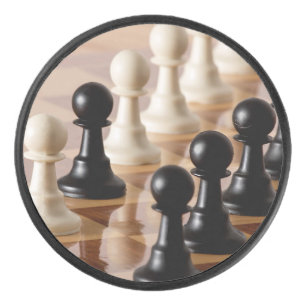 Pawns on Chess Board Hockey Puck