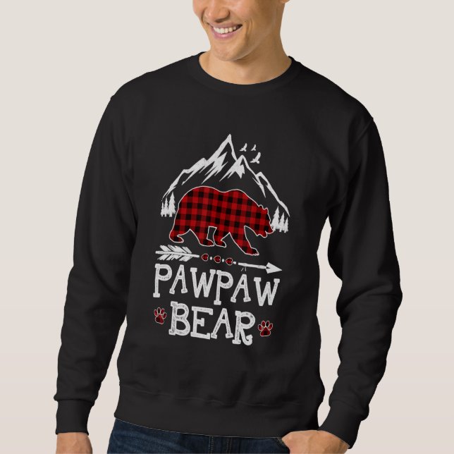 Pawpaw Bear Christmas Pajama Red Plaid Buffalo Fam Sweatshirt (Front)