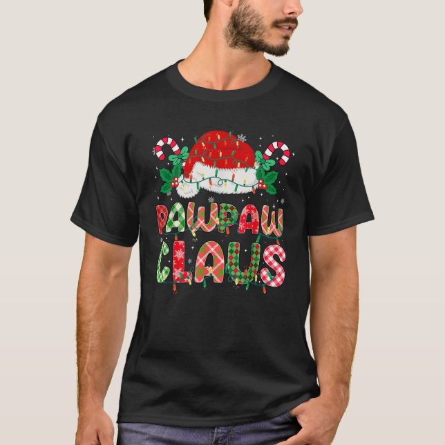 Pawpaw Claus Christmas Lights Pajama Family Matchi T-Shirt (Front)