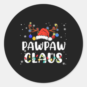 Pawpaw Claus Santa Hat Reindeer Fun Christmas Fami Classic Round Sticker
