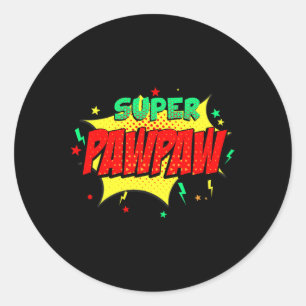 Pawpaw Comic Themed Style Superhero Fathers Day Classic Round Sticker
