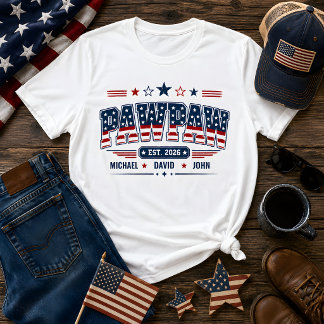 PawPaw Est 2026 American Flag Custom Kids Name T-Shirt
