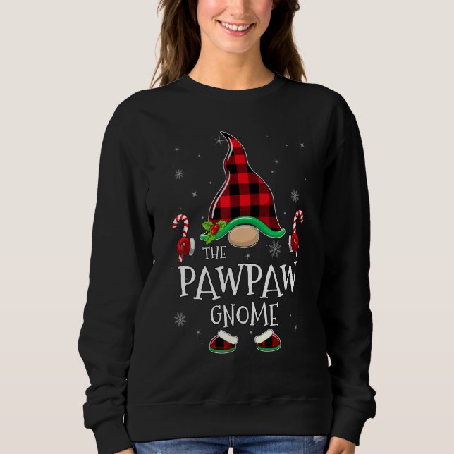Pawpaw Gnome Buffalo Plaid Matching Family Christm Sweatshirt (Front)