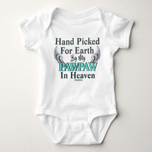 PAWPAW IN HEAVEN BABY OUTFIT TEAL HANDPICKED BABY BODYSUIT (Front)
