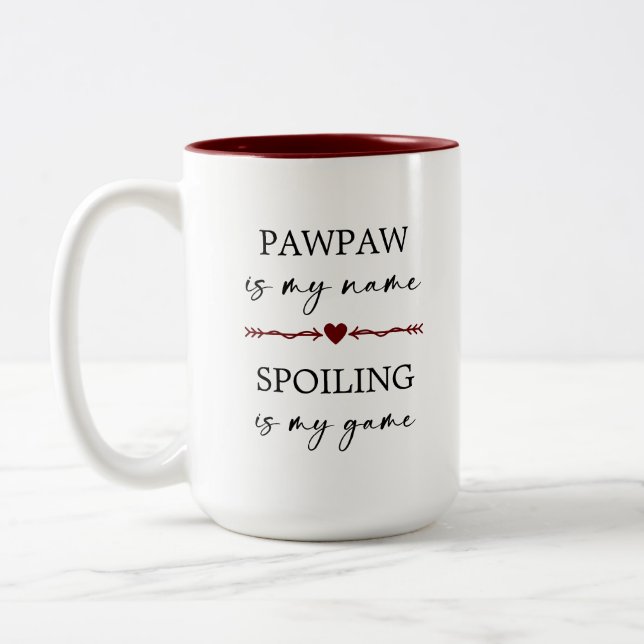 Pawpaw is my Name Spoiling is my Game Photo Gift Two-Tone Coffee Mug (Left)