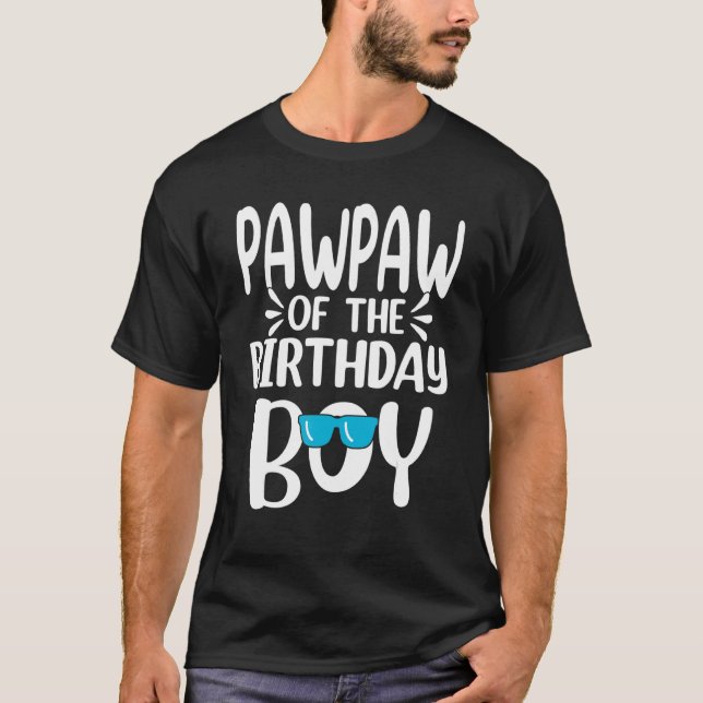 Pawpaw Of The Birthday Boy Mum Dad Kids Family Mat T-Shirt (Front)