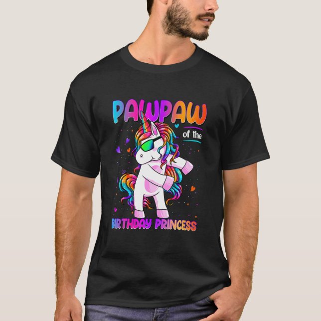 Pawpaw of the Birthday Princess Girl Dabbing Unico T-Shirt (Front)