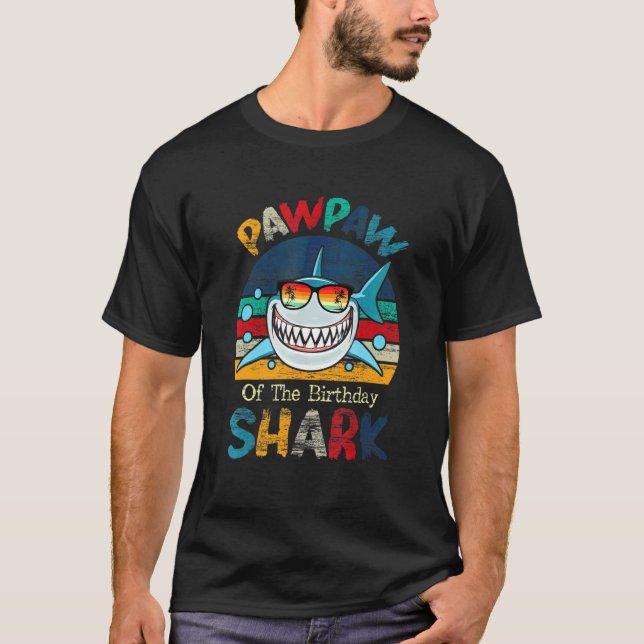 Pawpaw Of The Shark Birthday Matching Family T-Shirt (Front)