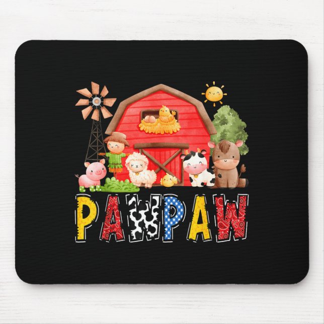 Pawpaw Red Farm Cow Birthday Boy Matching Family P Mouse Pad (Front)
