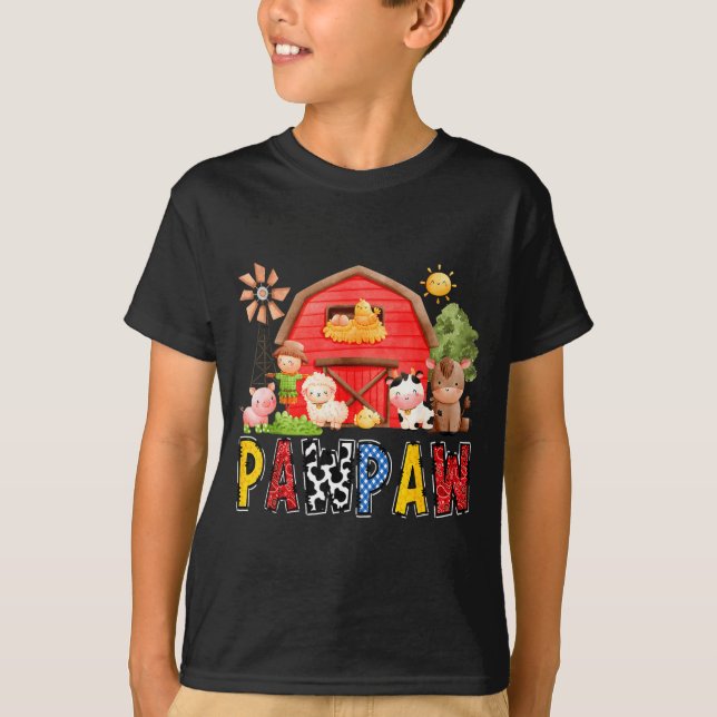 Pawpaw Red Farm Cow Birthday Boy Matching Family P T-Shirt (Front)
