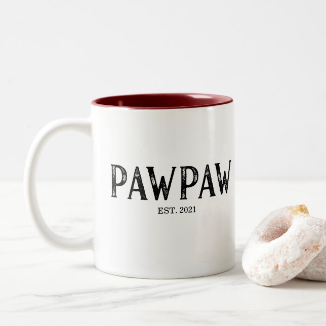 PawPaw  Year Established Two-Tone Coffee Mug (With Donut)