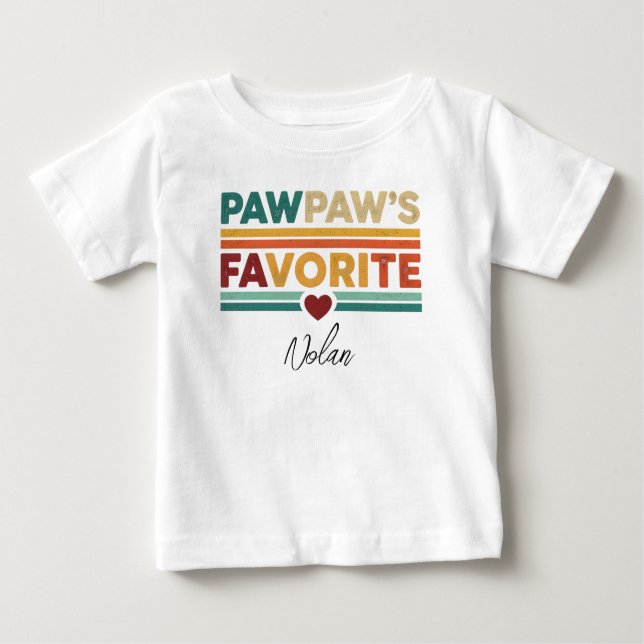 Pawpaw's Favorite Retro Simple Modern Script Name Baby T-Shirt (Front)