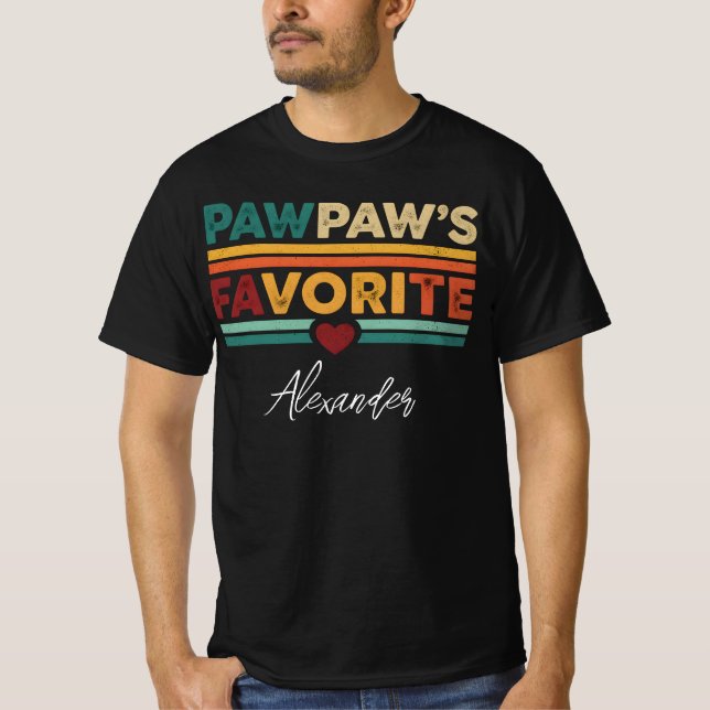 Pawpaw's Favorite Retro Simple Modern Script Name T-Shirt (Front)
