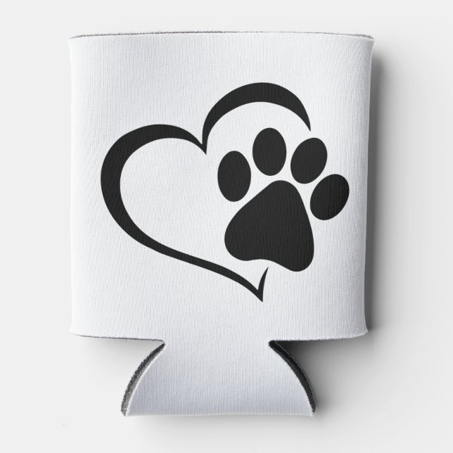 PawPrint and Heart Design Can Cooler (Front)