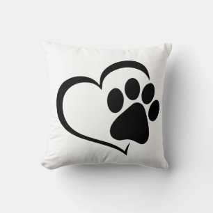 PawPrint and Heart Design Cushion