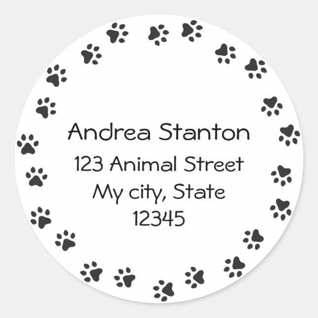 Pawprint border address label (Front)