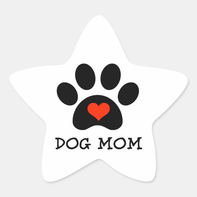 Pawprint Dog Mum Star Sticker (Front)
