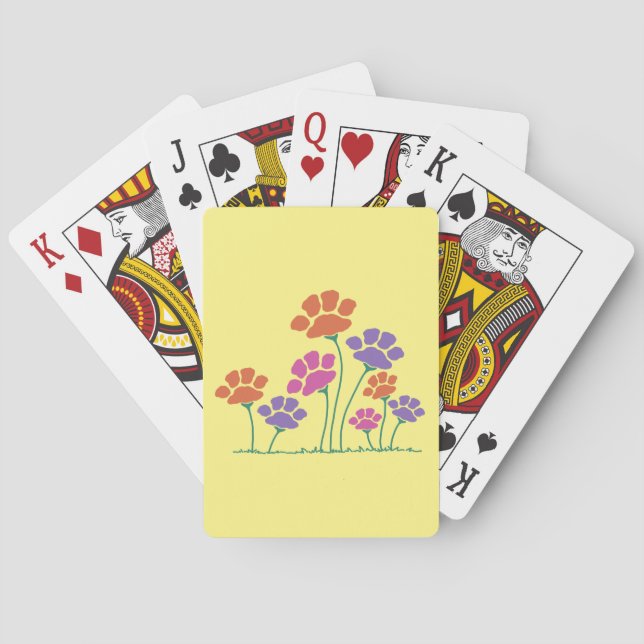 Pawprint Flower Garden Playing Cards (Back)
