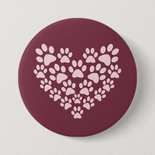 Pawprint Heart 7.5 Cm Round Badge