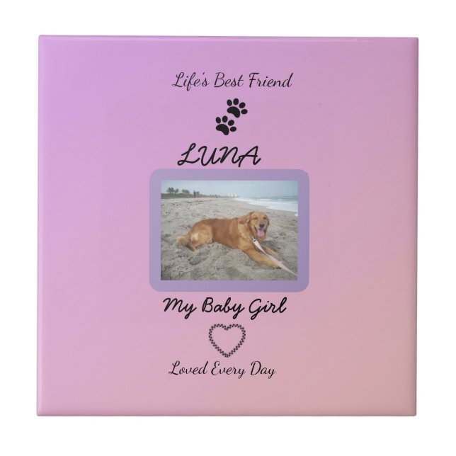 Pawprint Heart Everyday Pet Ceramic Tile (Front)