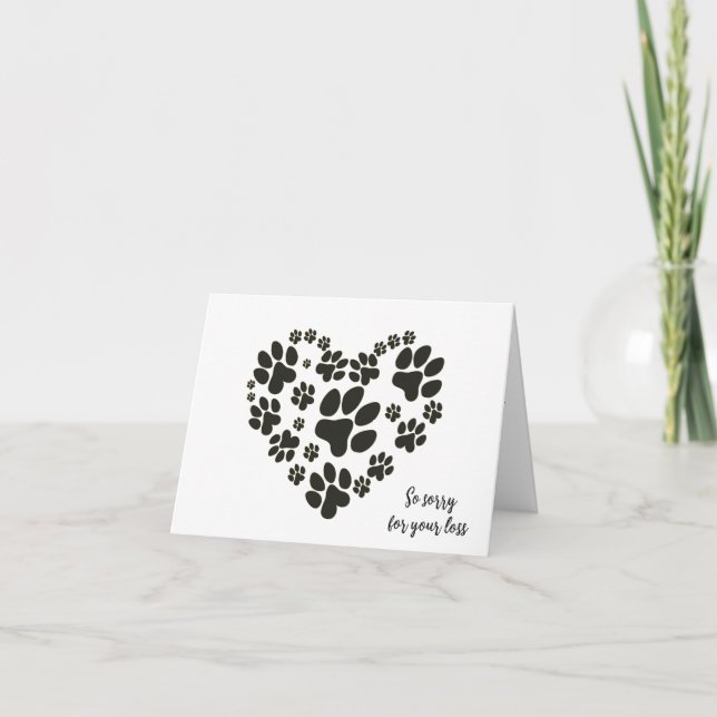 Pawprint Heart for Pet Loss Sympathy Card (Front)