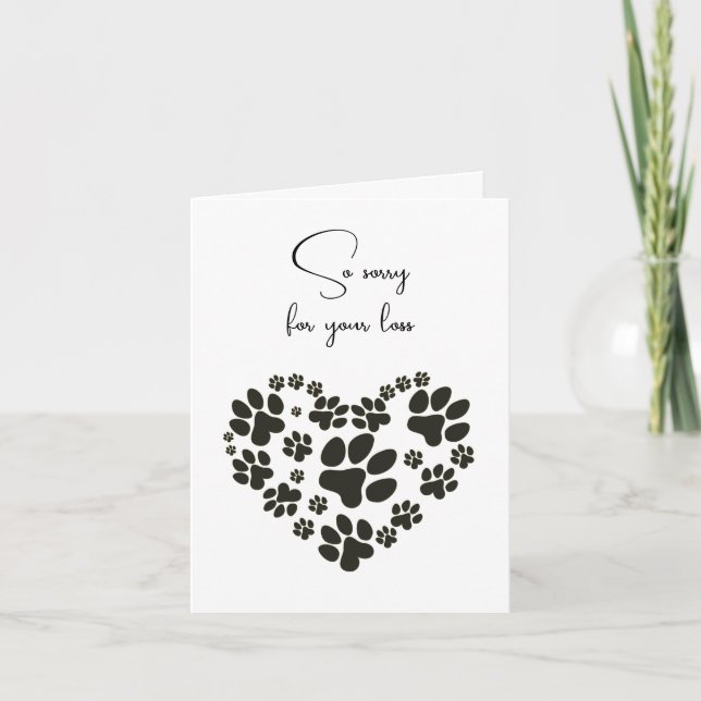 Pawprint Heart for Pet Loss Sympathy Card (Front)