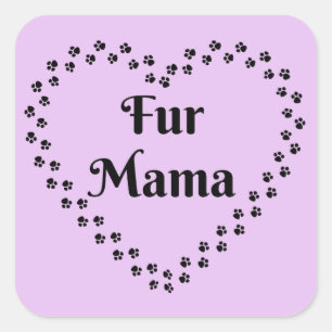 Pawprint Heart Fur Mama Square Sticker