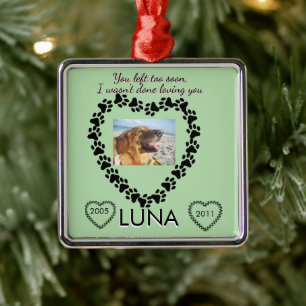 Pawprint Heart Lymphoma Tribute Metal Ornament