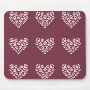 Pawprint Heart Mouse Pad