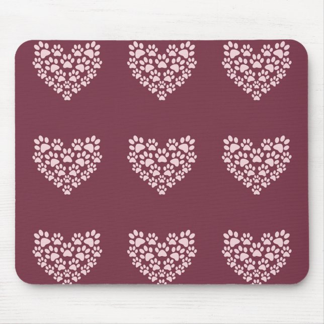 Pawprint Heart Mouse Pad (Front)