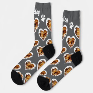 Pawprint Heart Pet Photo Socks