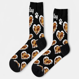 Pawprint Heart Pet Photo  Socks