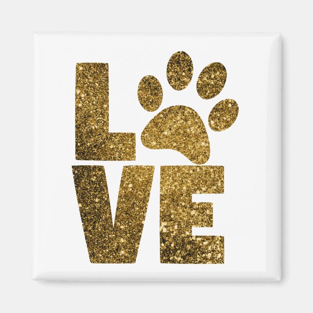 Pawprint Love in Gold Magnet (Front)