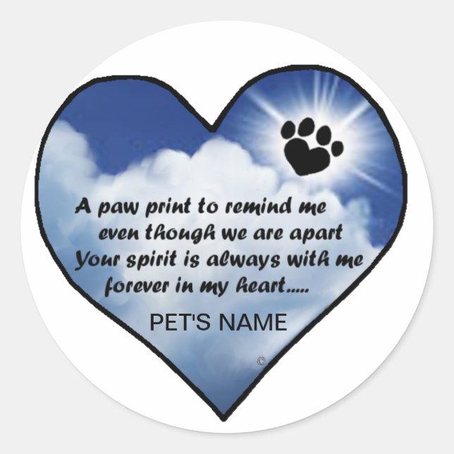 Pawprint Memorial Poem Classic Round Sticker (Front)