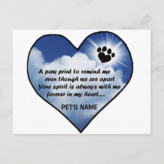 Pawprint Memorial Poem Postcard (Front)