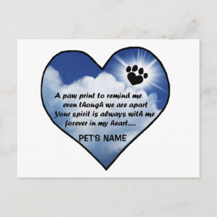 Pawprint Memorial Poem Postcard