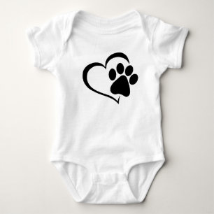 PawPrint with Heart Design Baby Bodysuit