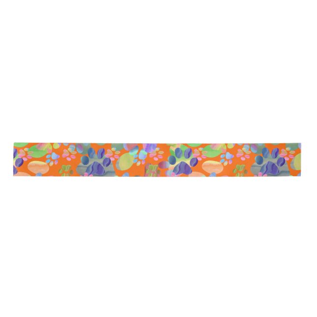 Pawprints Everywhere Satin Ribbon (Front)