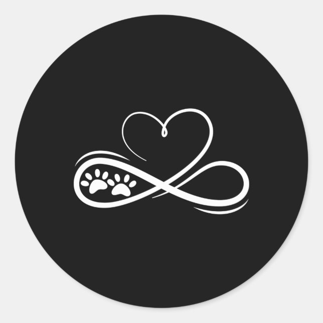 Pawprints Infinite Love He Infinity Symbol Classic Round Sticker (Front)