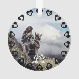 Pawprints of Love Customisable Photo Pet Memorial Ornament