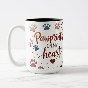 Pawprints on My Heart – Multicolor Paw Print Two-Tone Coffee Mug