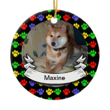 Pawprints Personalised Photo Round Ornament
