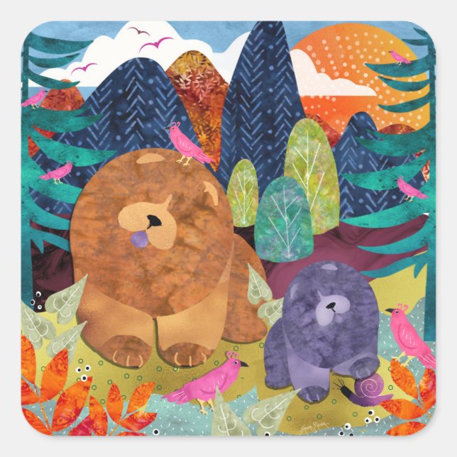 PAWS 4 A WHILE  square stickers (Front)