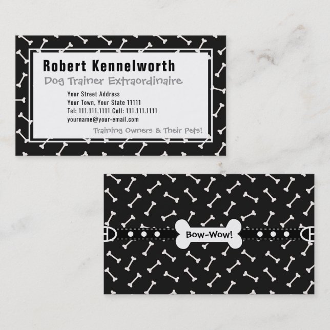 Paws and Bones Funny Design for Dog Lovers Business Card (Front/Back)