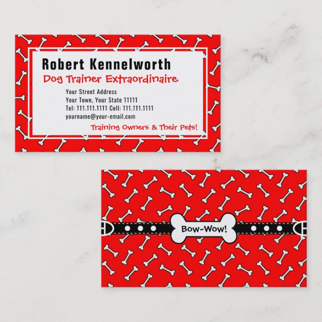 Paws and Bones Funny Design for Dog Lovers Business Card (Front/Back)