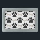 Paws And Bones Pattern Belt Buckle<br><div class="desc">A pattern made of puppy paws and bones. 
Cartoon style design.</div>