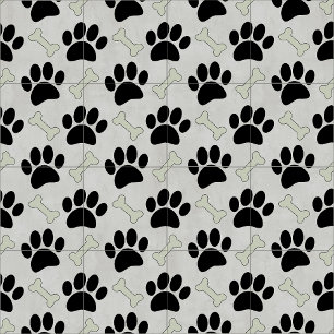 Paws And Bones Pattern Ceramic Tile