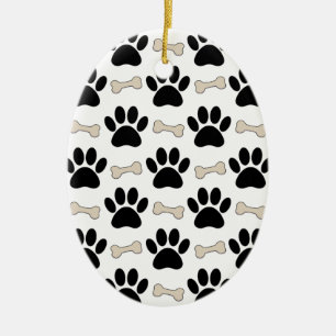 Paws And Bones Pattern Ceramic Tree Decoration