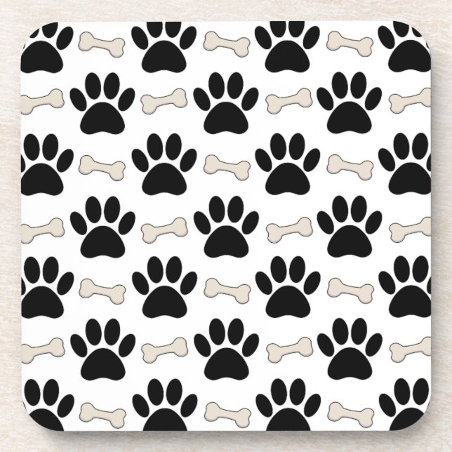 Paws And Bones Pattern Coaster (Front)